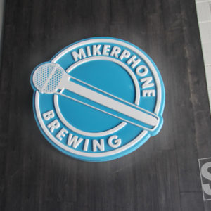 Mikerphone brewery indoor beer tasiting room logo LED illuminated