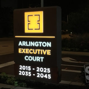 arlington executive court - night - routed push through letters