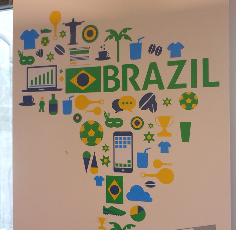 brazil inspired wall graphic for office building in downtown chicago