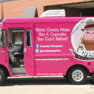 cupcake truck wrap with 3m 1j180-cv3 and preforated