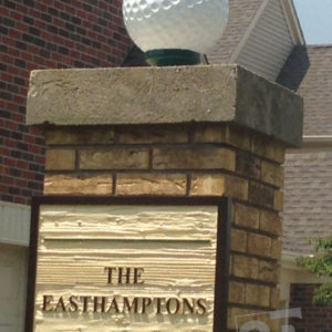 custom 12'' golf ball and sandblasted sign for condo complex