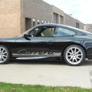 custom porsche lower rocker graphics metallic silver