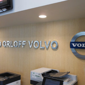 custom stainless steel reverse fabricated letters with custom volvo logo