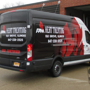 fpm heat treating half wrap with custom flame graphics