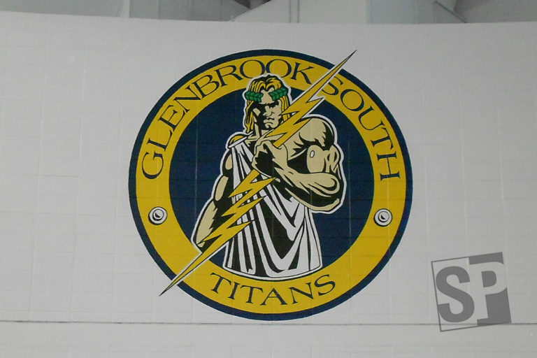 glenbrook south titans handpainted gym school logo and masscot