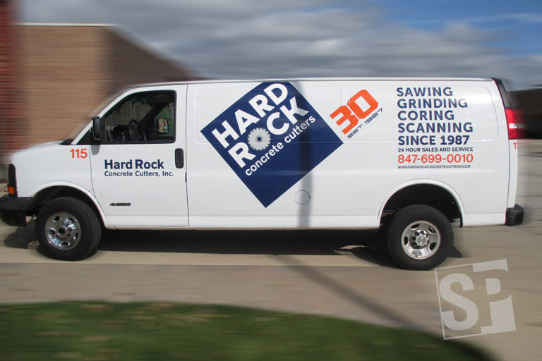 hard rock concrete cutters chevy express digitally printed vehicle graphics