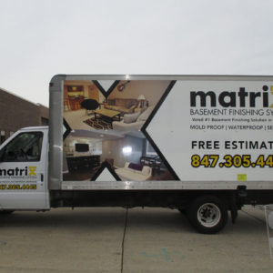 matrix box truck with digitally printed graphics and vinyl copy