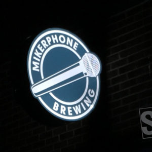 mikerphone brewing - night - flag mounted wall sign