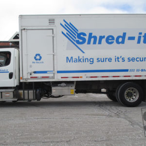 shred-it sred truck with reflective vinyl graphics