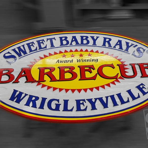 sweet baby rays barbecue handpainted sandblasted redwood sign