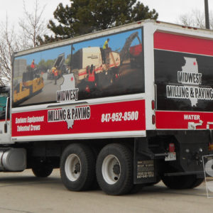 water truck with custom digitally printed graphics